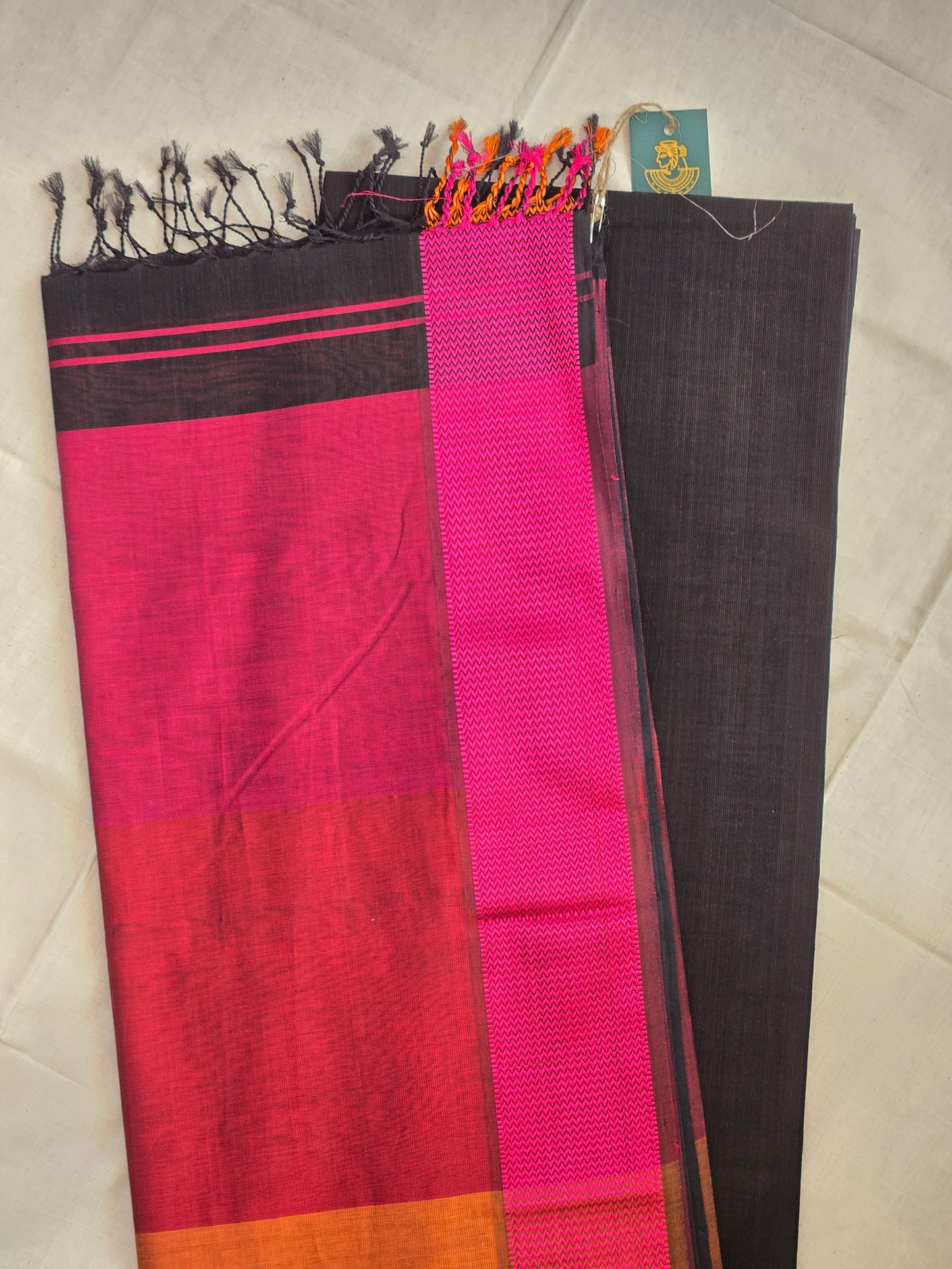 Black Maheshwari Silk Cotton Saree