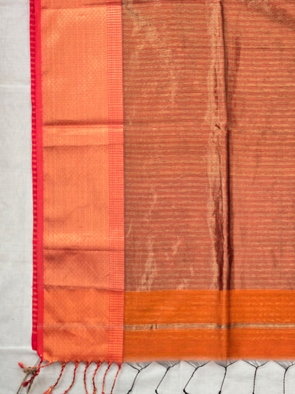 Rust Orange Silk Cotton Saree