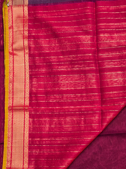 Magenta Silk Cotton Maheshwari Saree