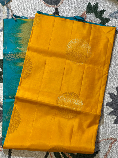 Yellow Pure Soft Silk Saree