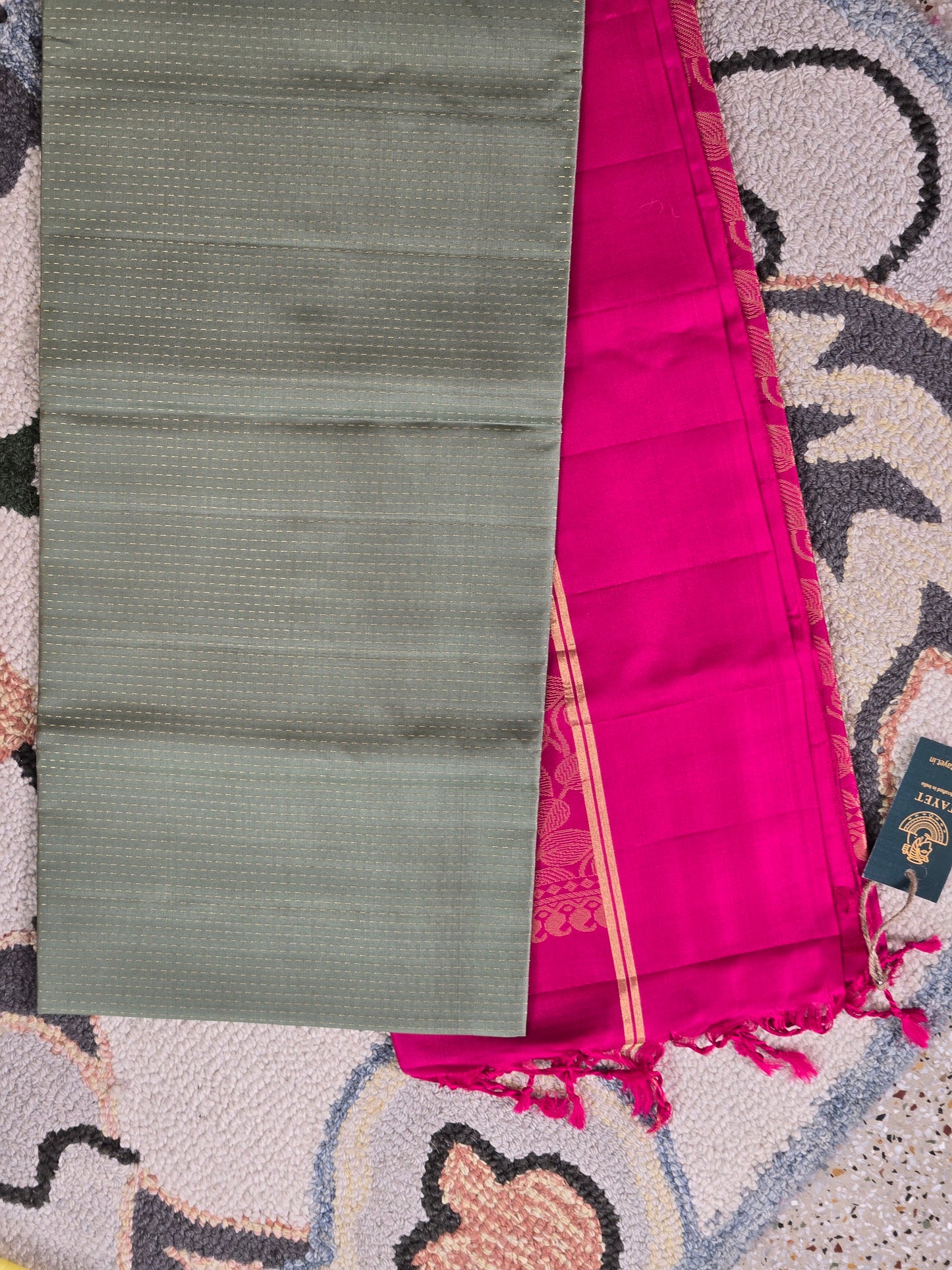 Olive Green Pure Soft Silk Saree