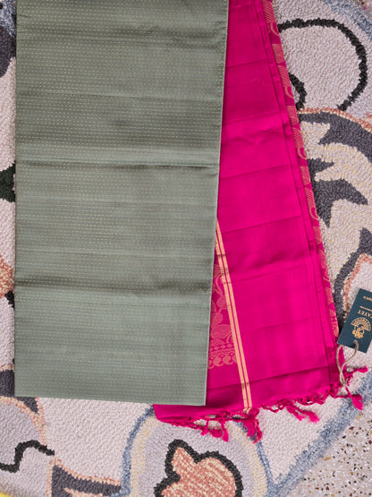 Olive Green Pure Soft Silk Saree