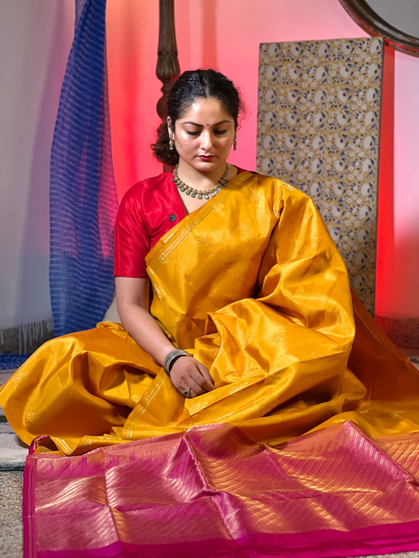 Yellow Pure Soft Silk Saree