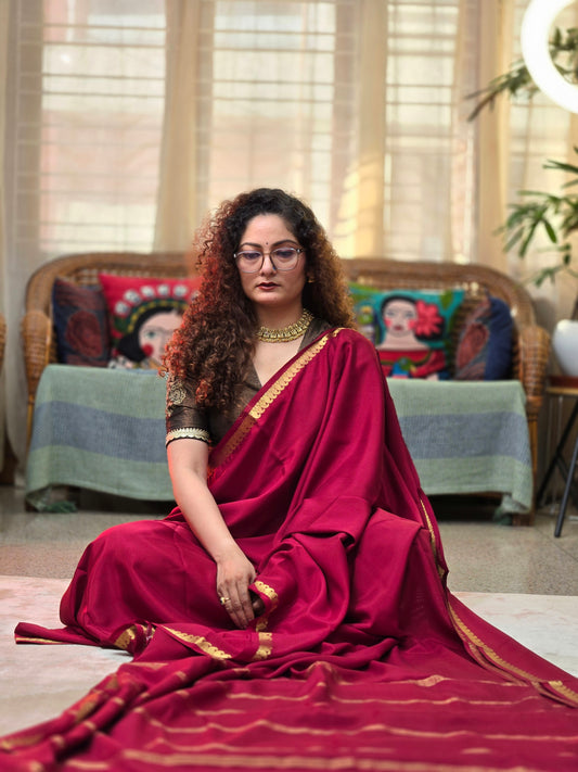 Maroon Mysore Crepe Silk Saree