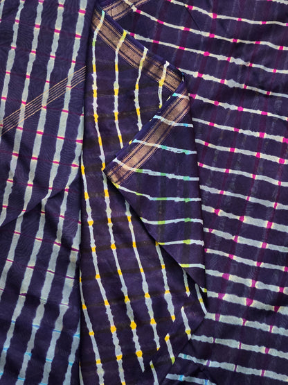 BLUE TIE DYE MOTDA SILK COTTON SAREE