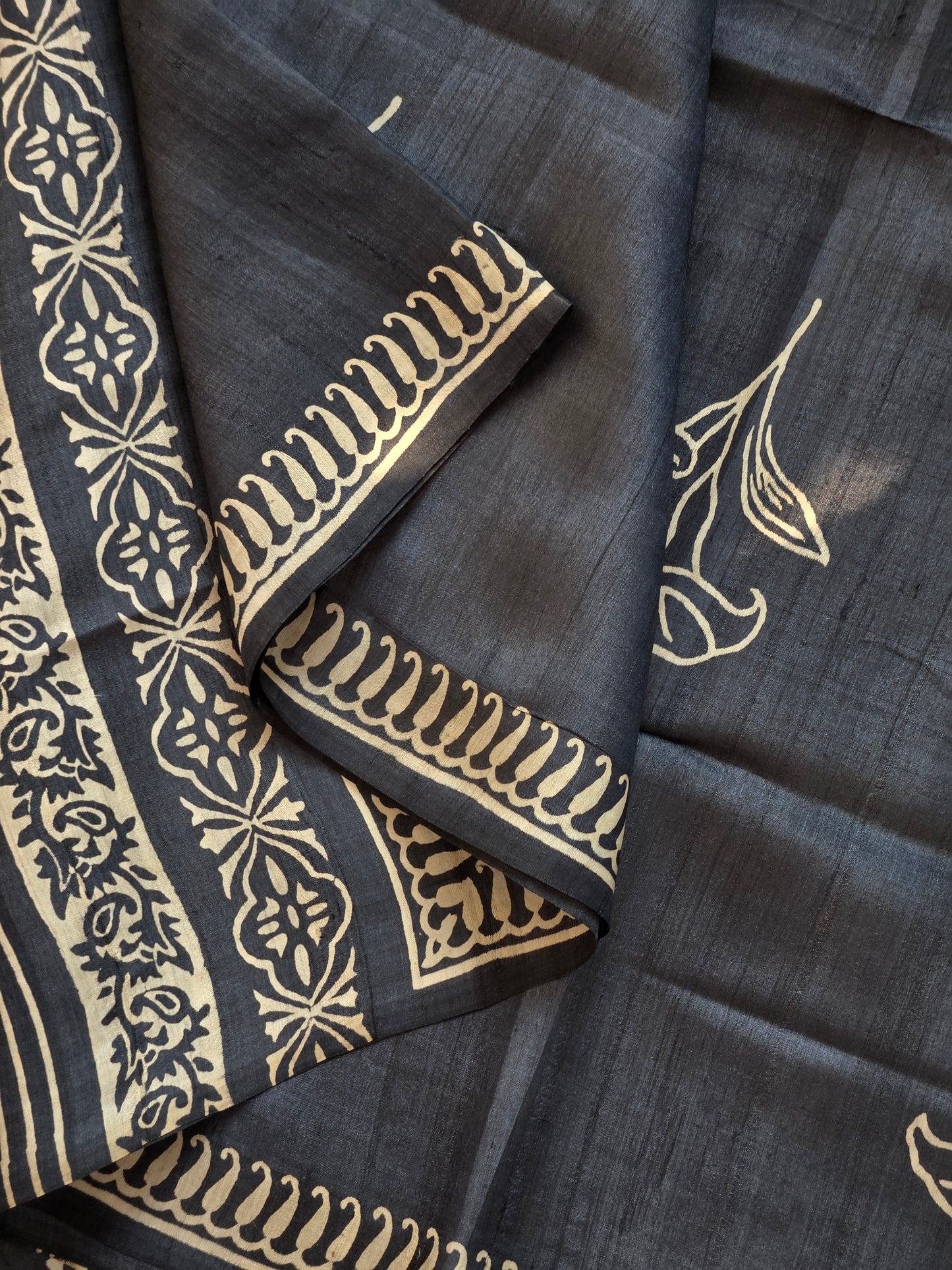 Black Pure Silk Printed Saree