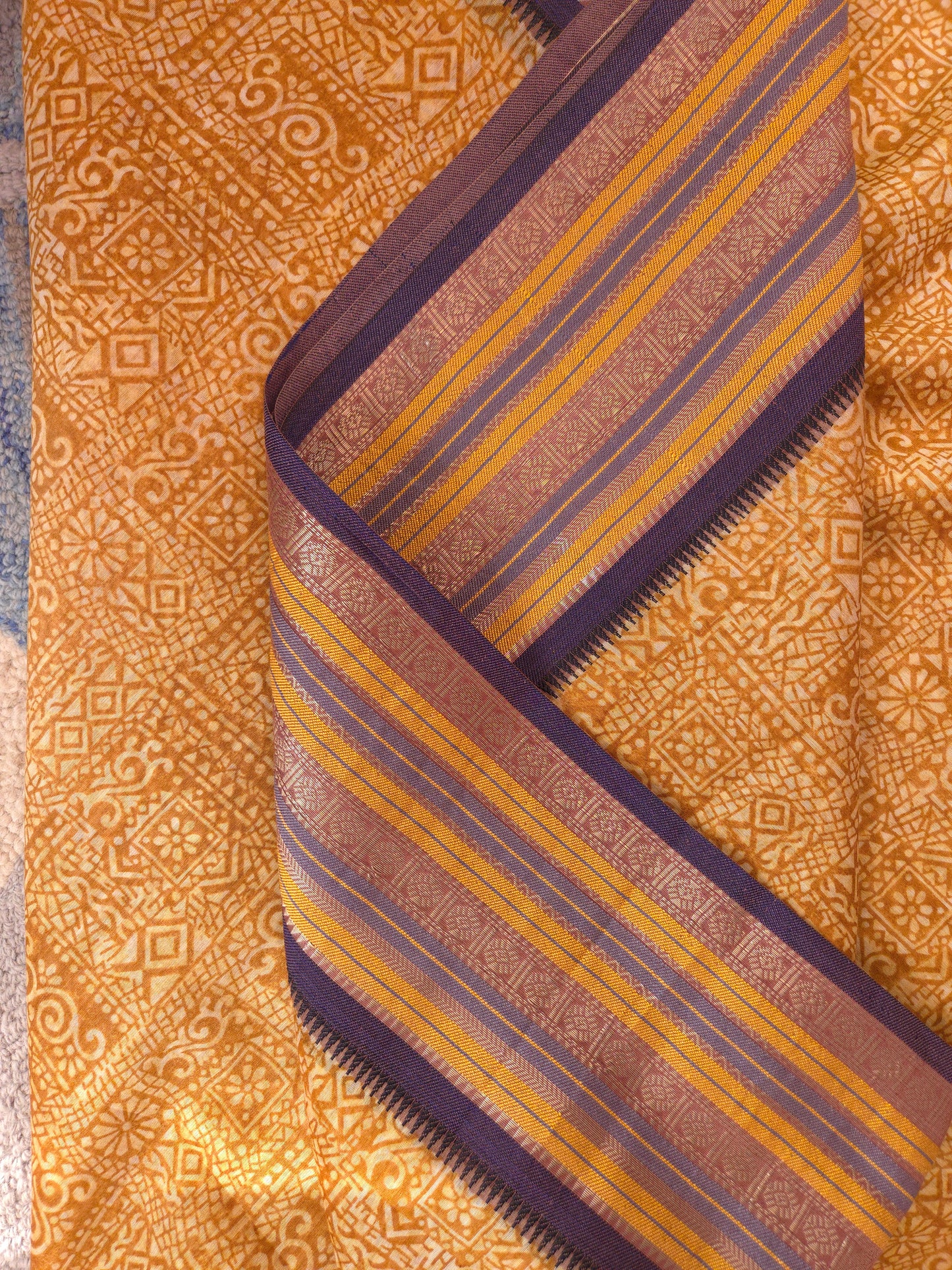 Mustard Printed Silk Cotton Saree