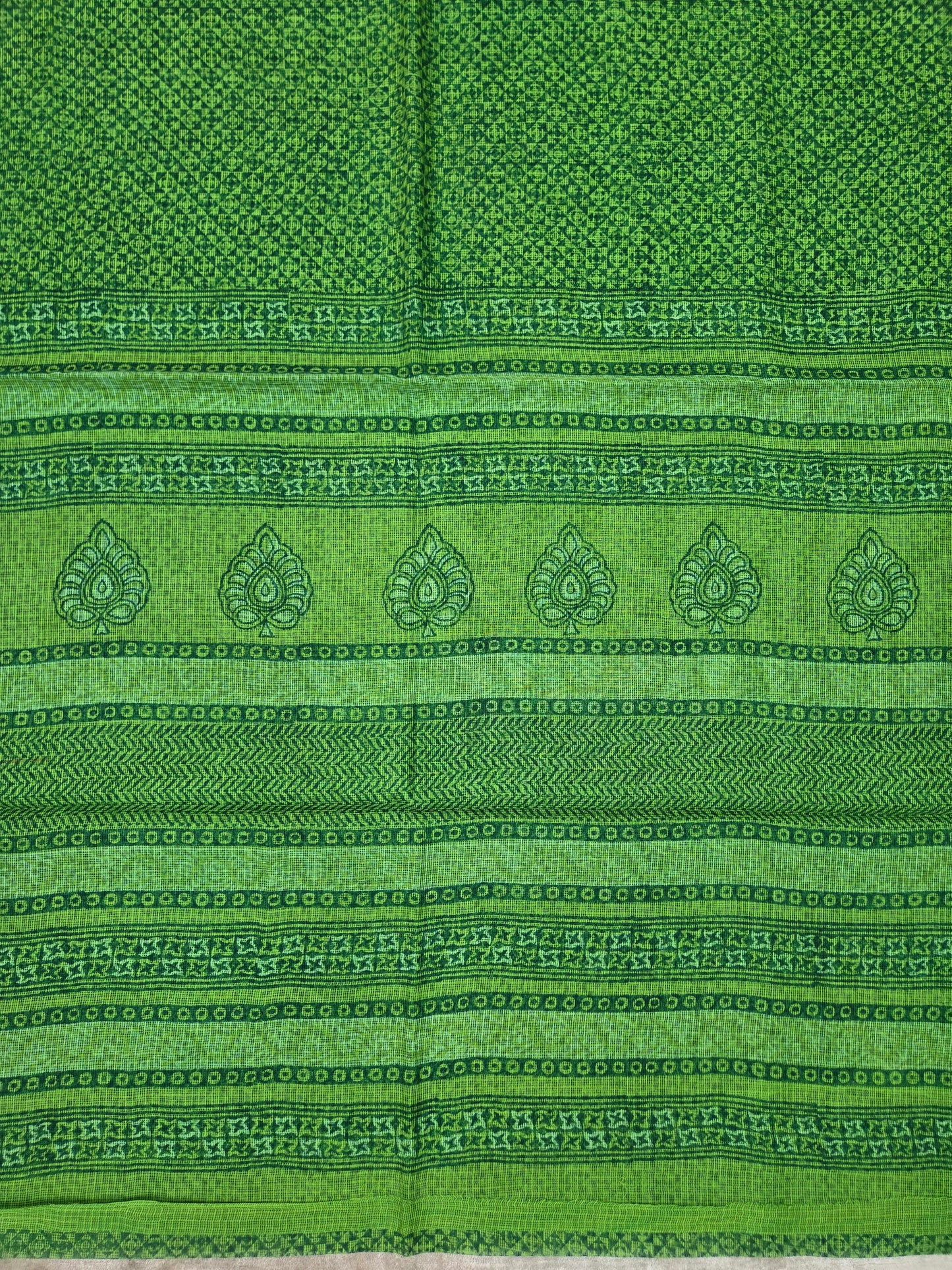 GREEN HANDBLOCK KOTA DORIYA SAREE