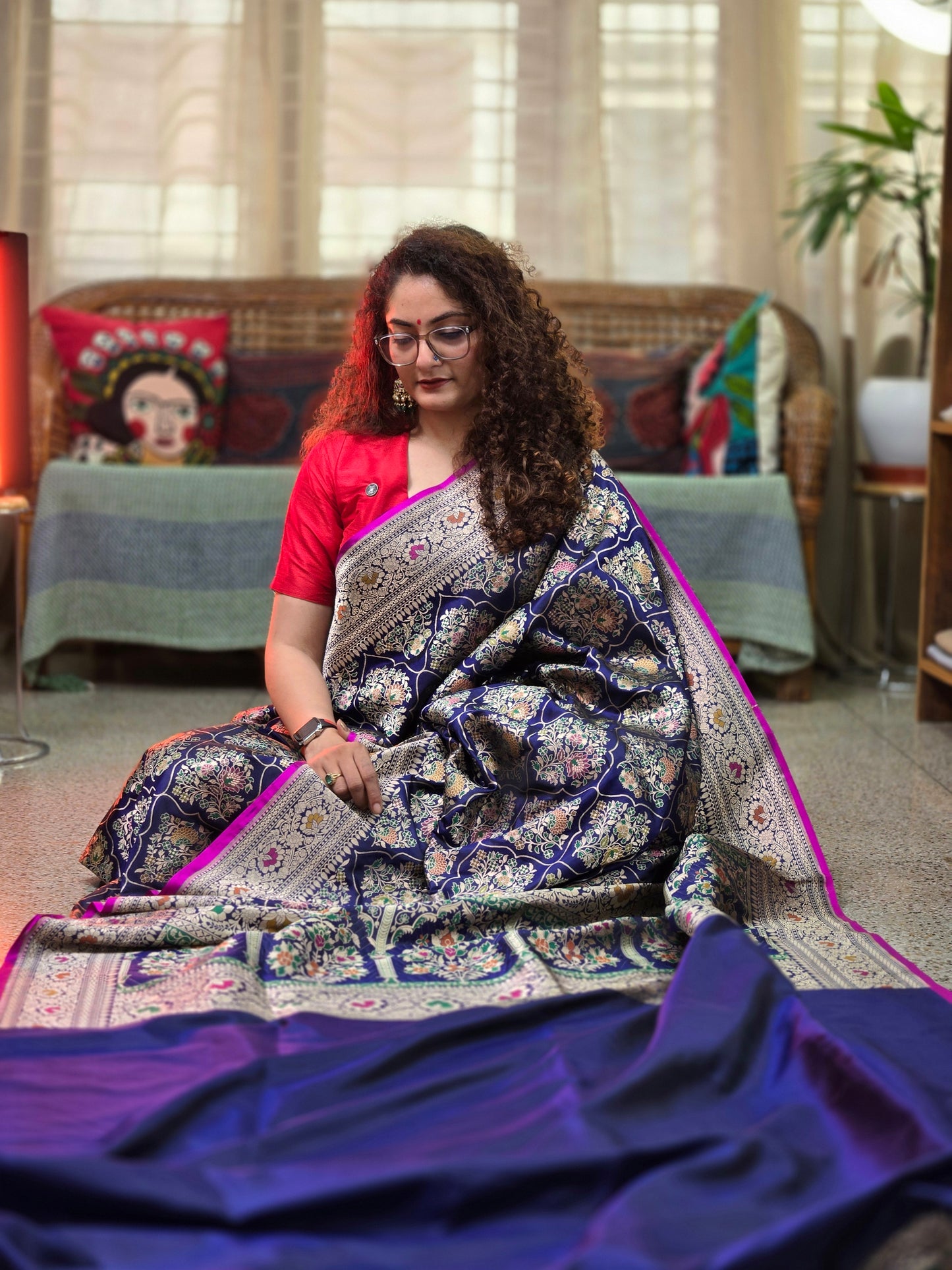 Blue Banarasi Handloom Silk Saree