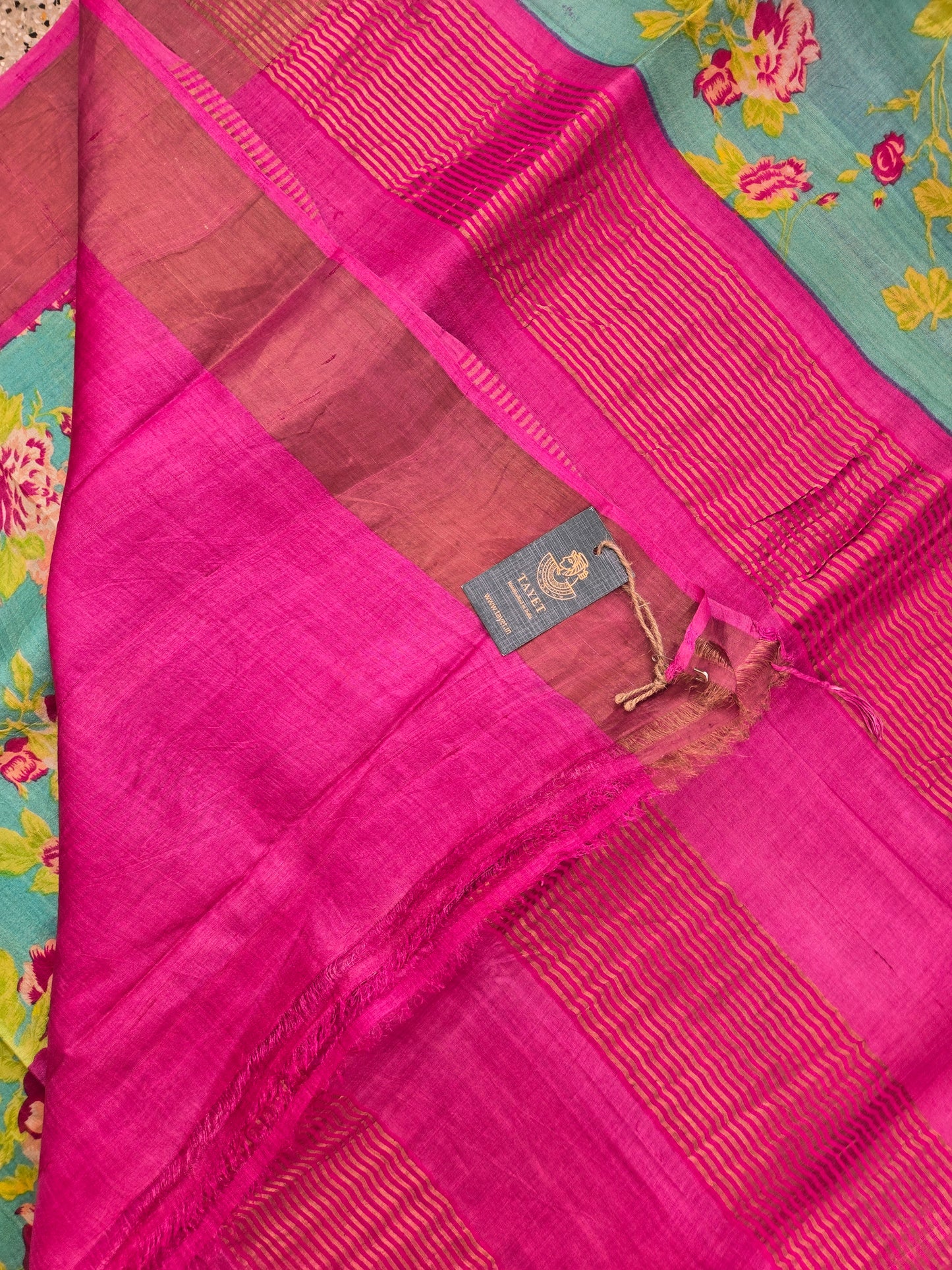 Blue Printed Pure Silk Saree