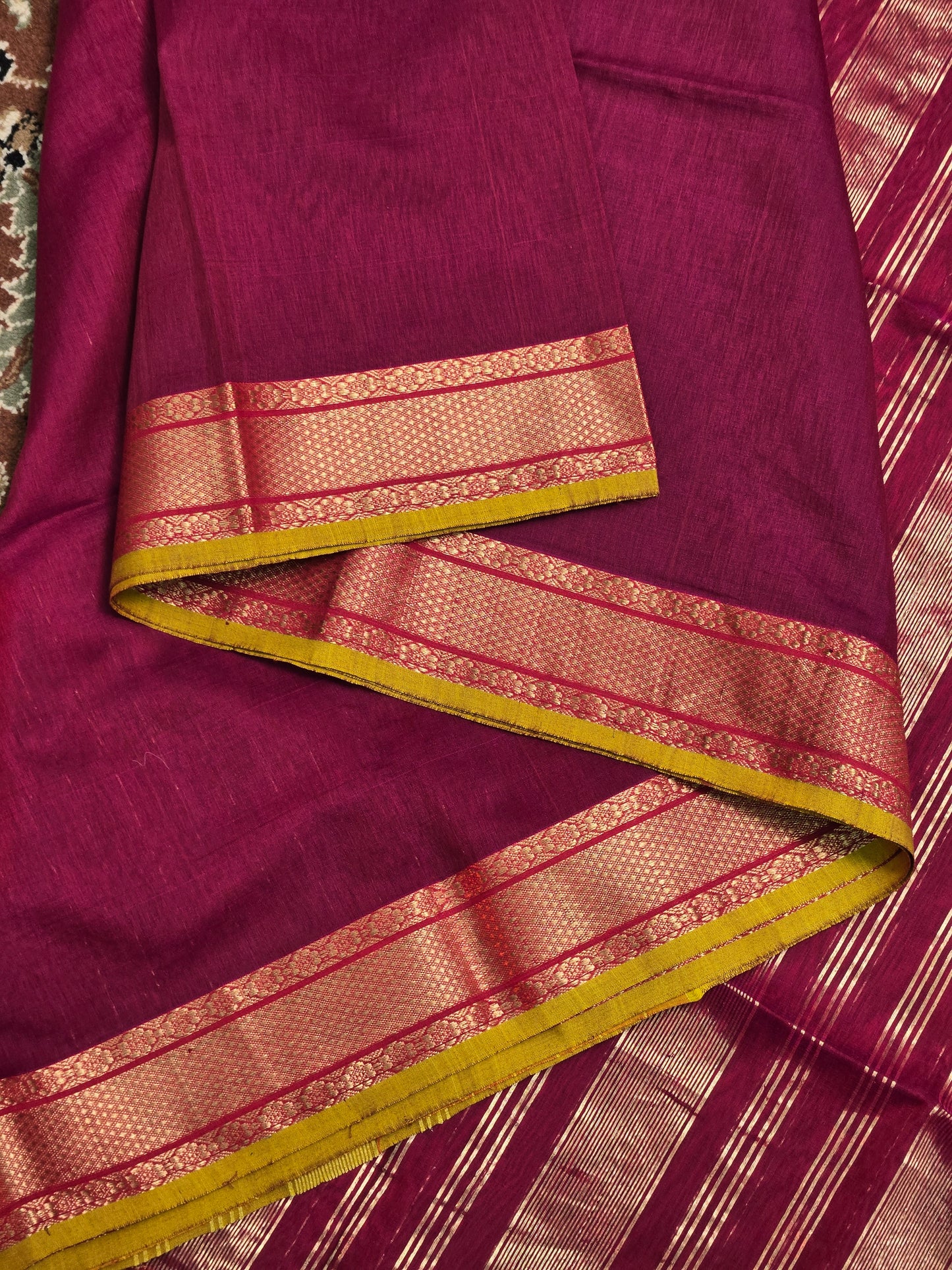 Magenta Silk Cotton Maheshwari Saree