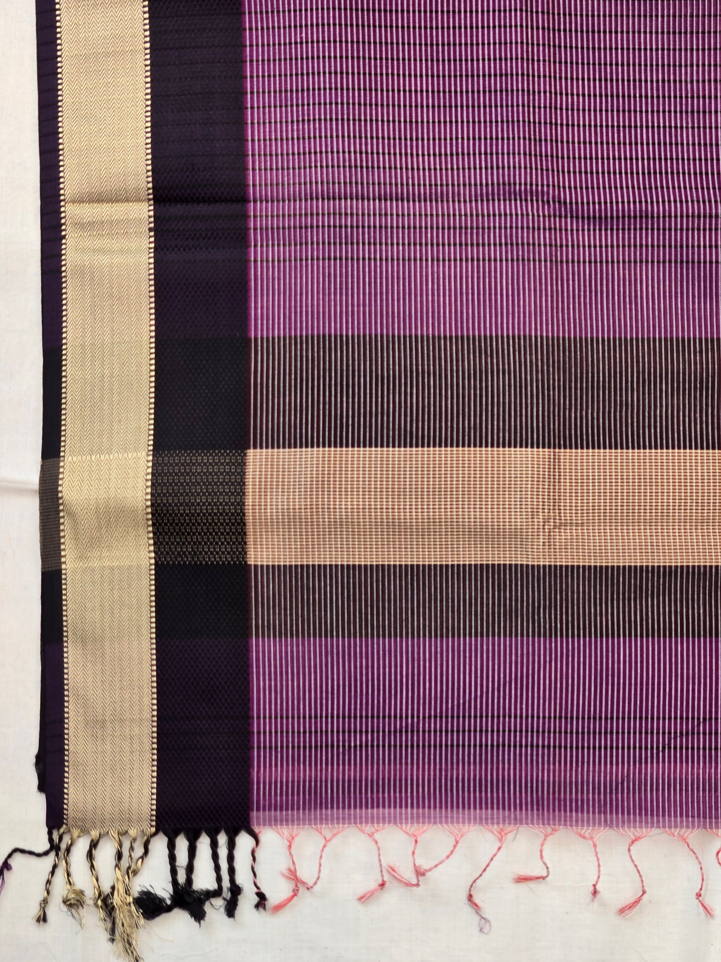 Purple Black Maheshwari Silk Cotton Saree