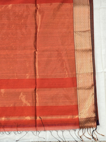 Rust Orange Silk Cotton Saree