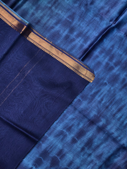 BLUE SHIBHORI SILK COTTON SAREE