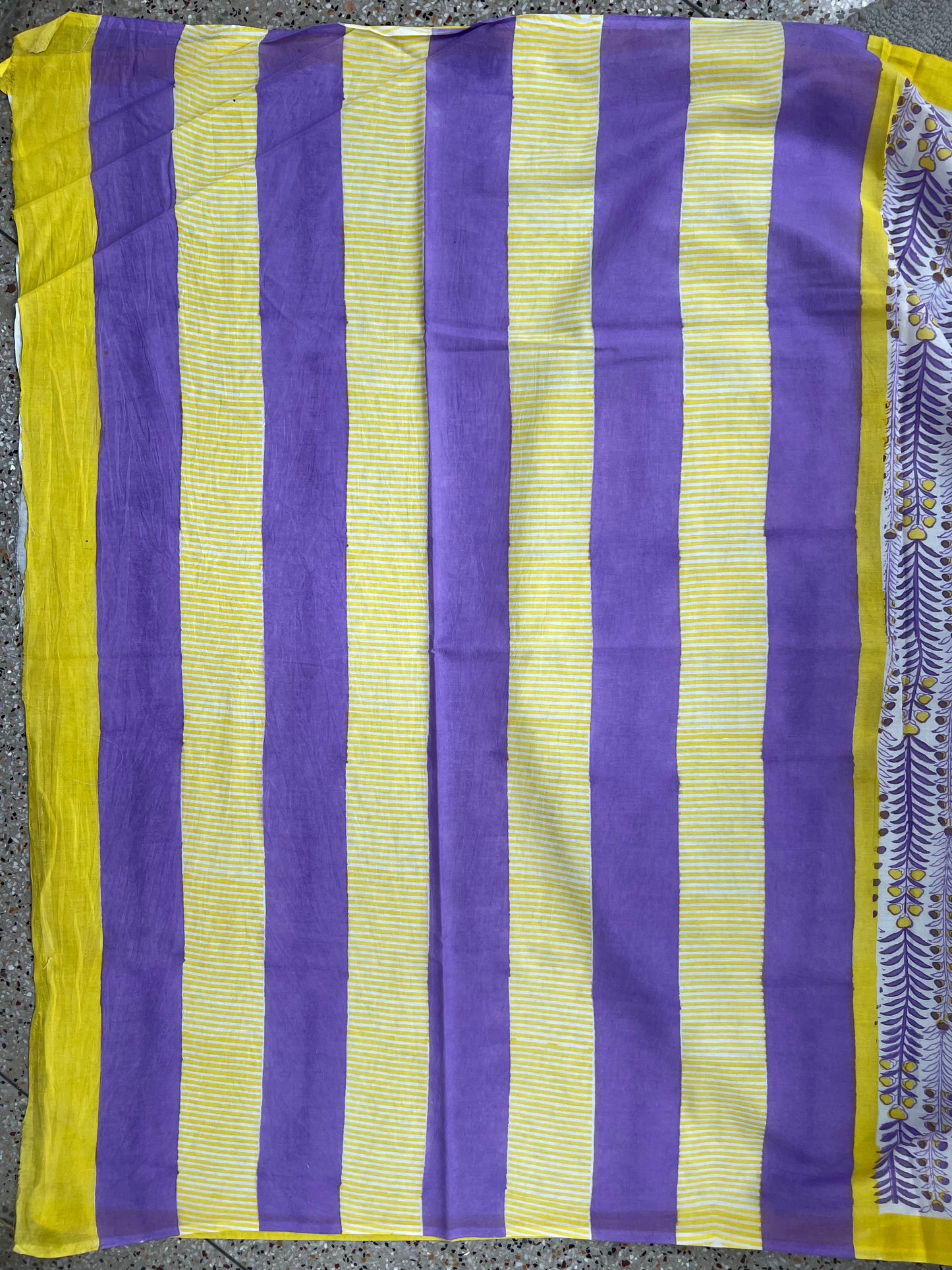 Purple Yellow Printed Saree