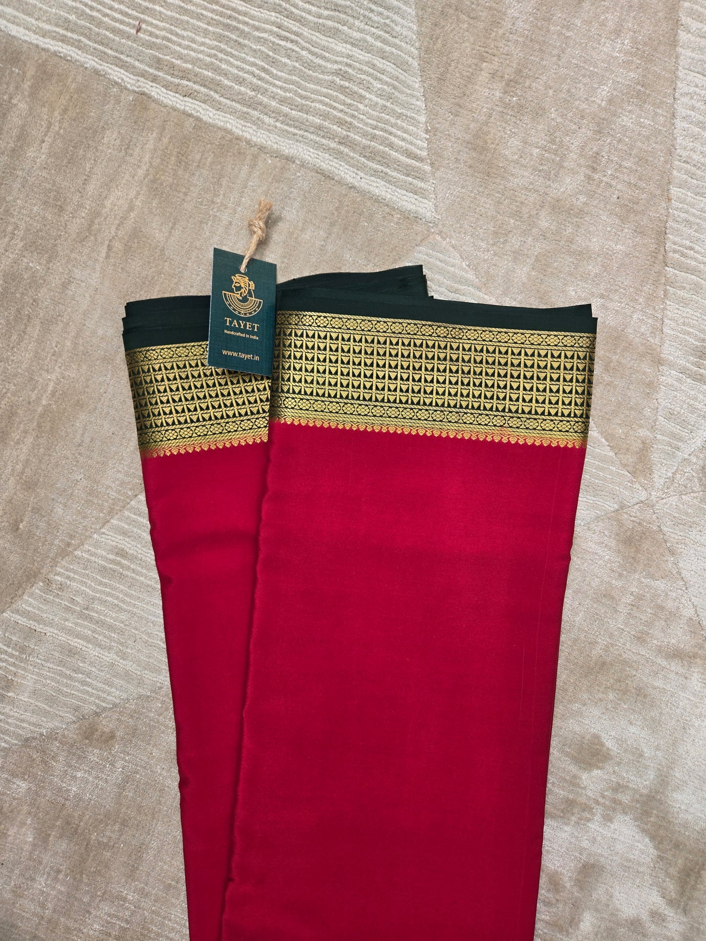 Maroon Green Mysore Crepe Silk Saree