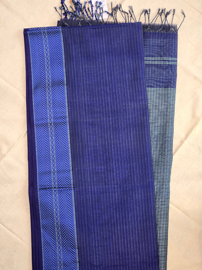 Blue Maheshwari Silk Cotton Saree