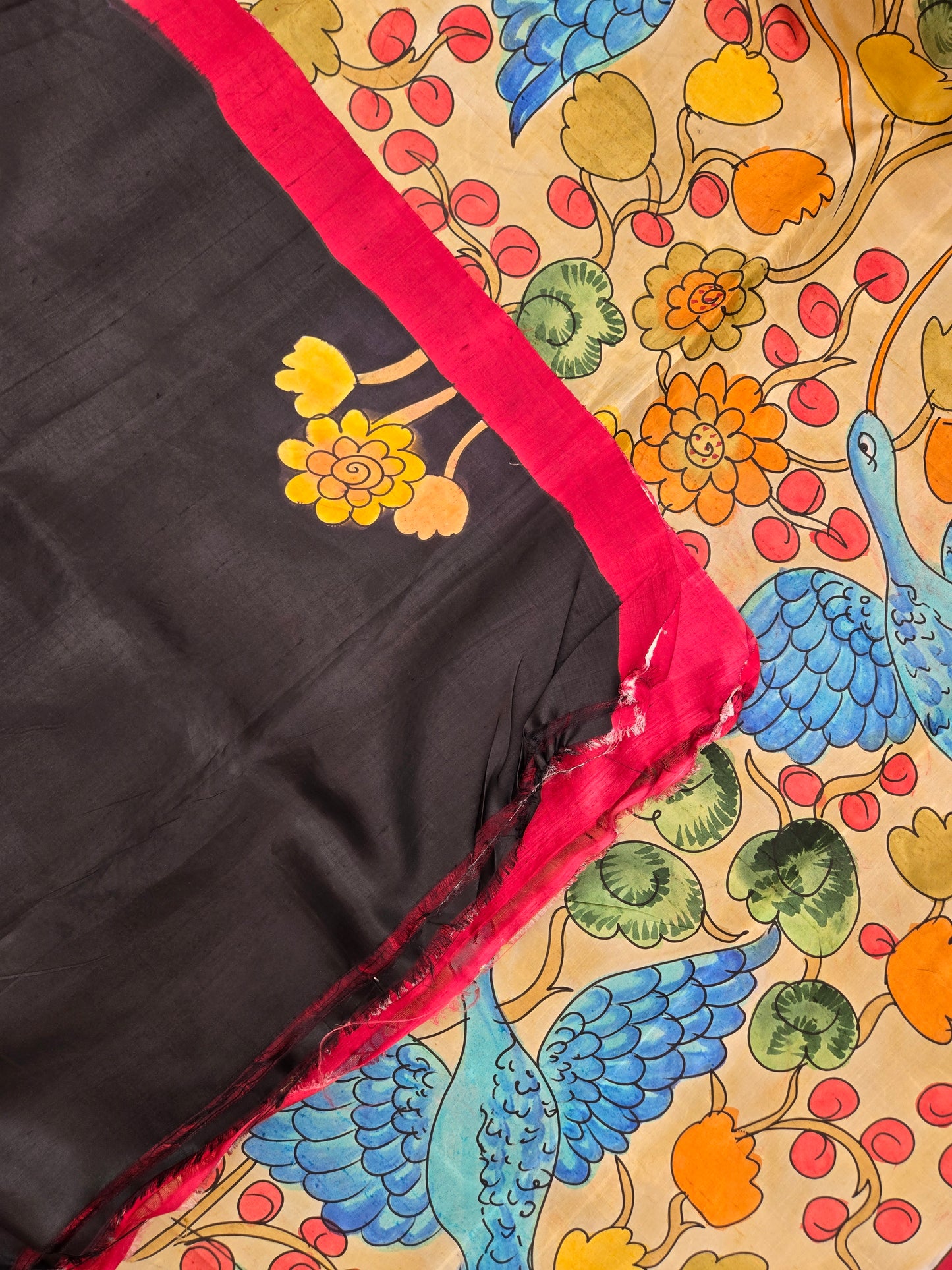 Black Painted Silk Saree