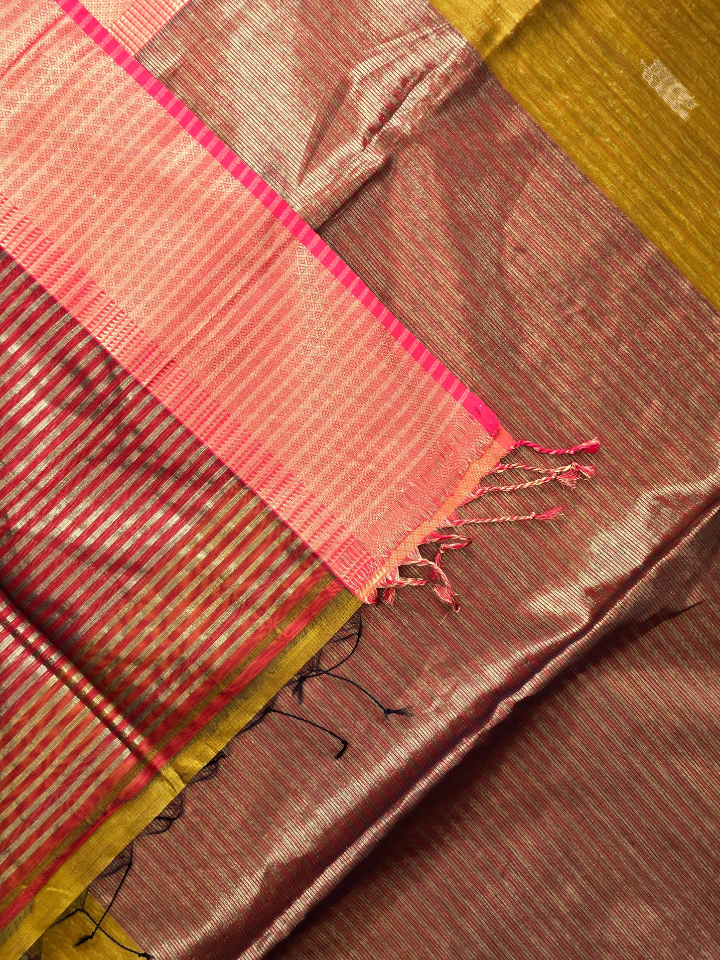 Yellow Maheshwari Silk Cotton Saree