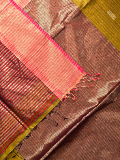 Yellow Maheshwari Silk Cotton Saree