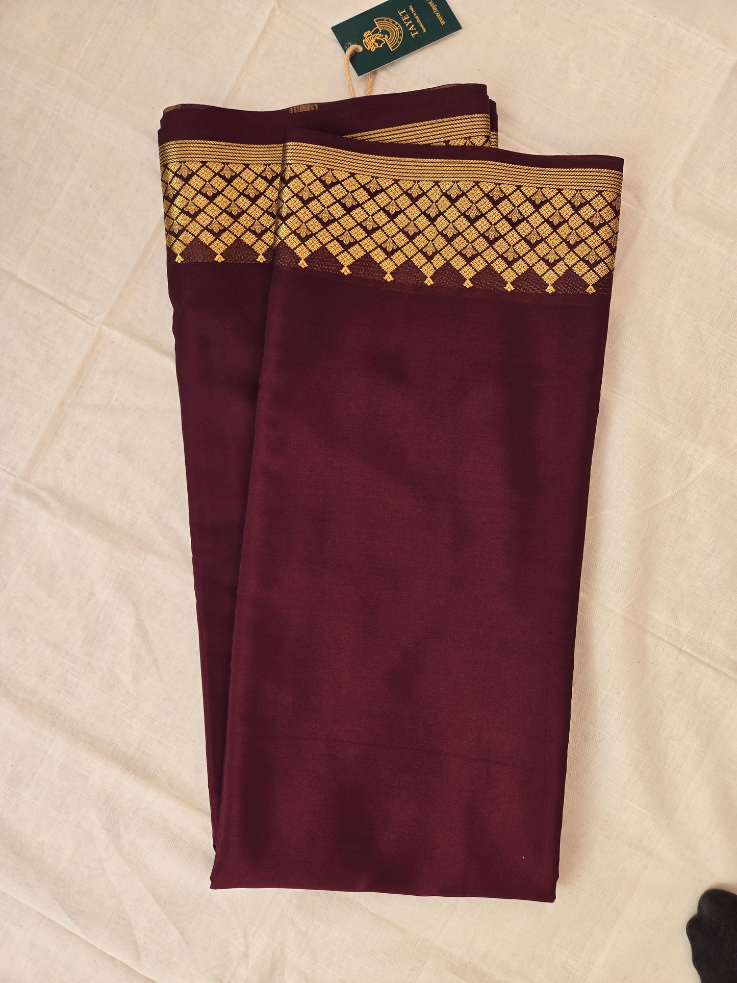 Dark Brown Mysore Crepe Silk Saree