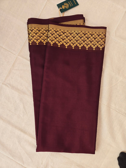 Dark Brown Mysore Crepe Silk Saree