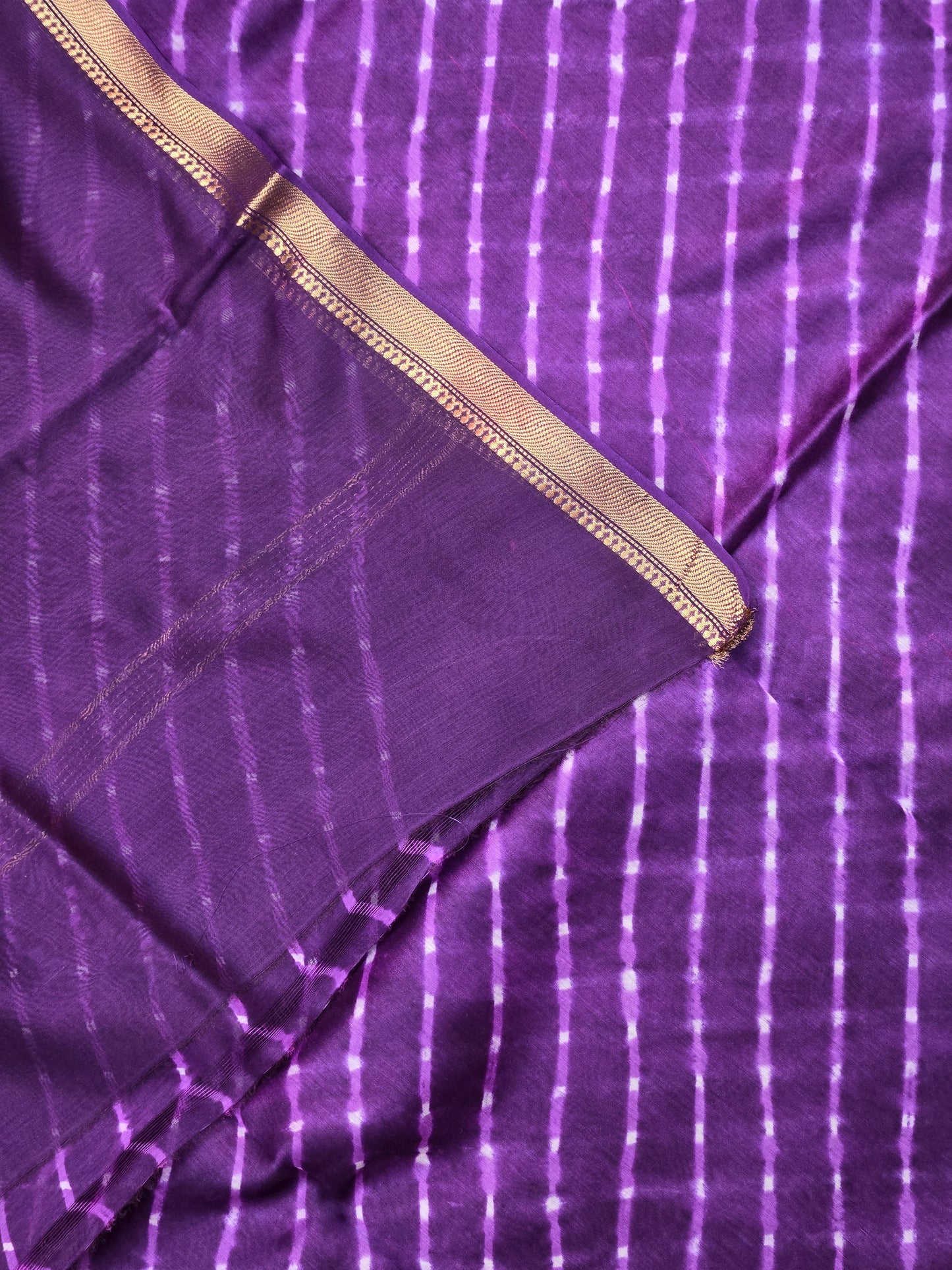 PURLE TIE DYE LEHARIYA SILK COTTON SAREE