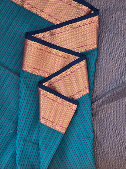 Blue Maheshwari Silk Cotton Saree