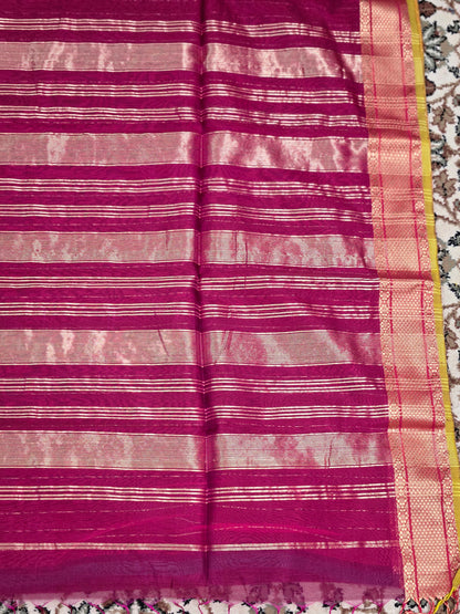 Magenta Silk Cotton Maheshwari Saree