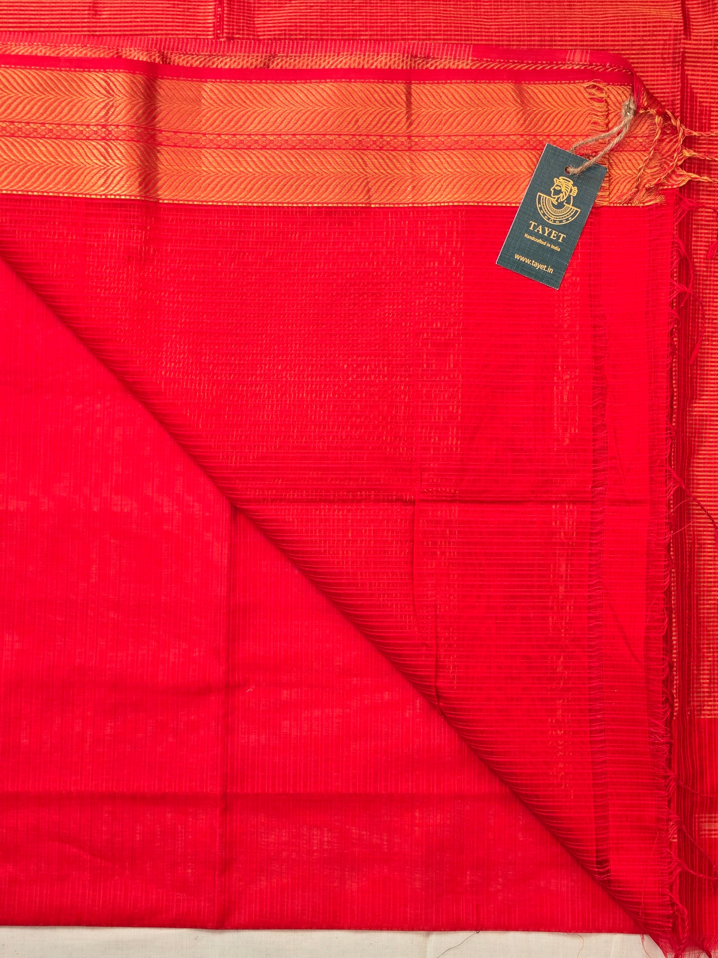 Red Maheshwari Silk Cotton Saree