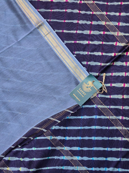 BLUE TIE DYE MOTDA SILK COTTON SAREE