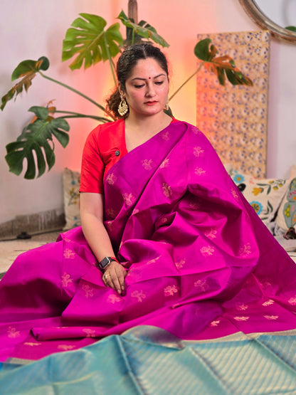 Purple Pure Soft Silk Saree