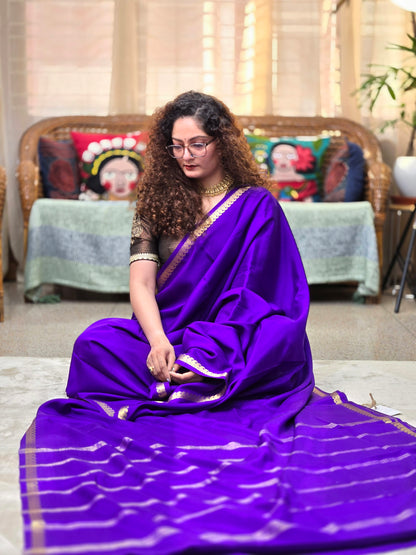 Purple Mysore Crepe Silk Saree