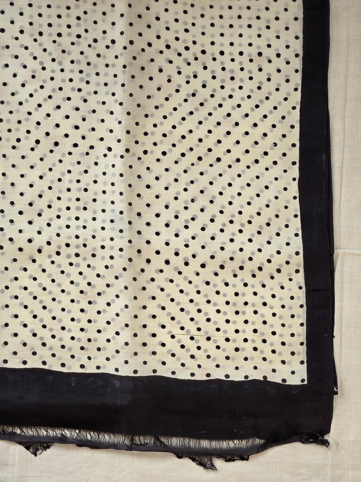 White Polka Dot Pure Silk Saree