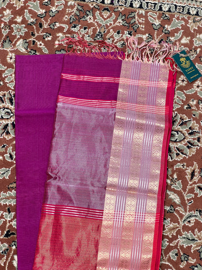 Magenta Silk Cotton Maheshwari Saree