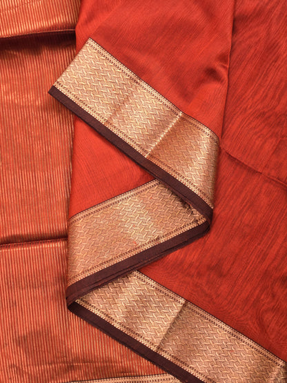 Rust Orange Silk Cotton Saree