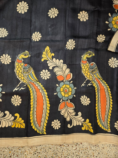 Black Painted Pure Silk saree