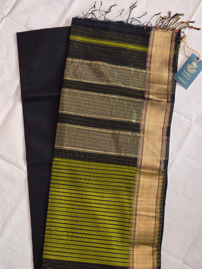 Black Maheshwari Silk Cotton Saree