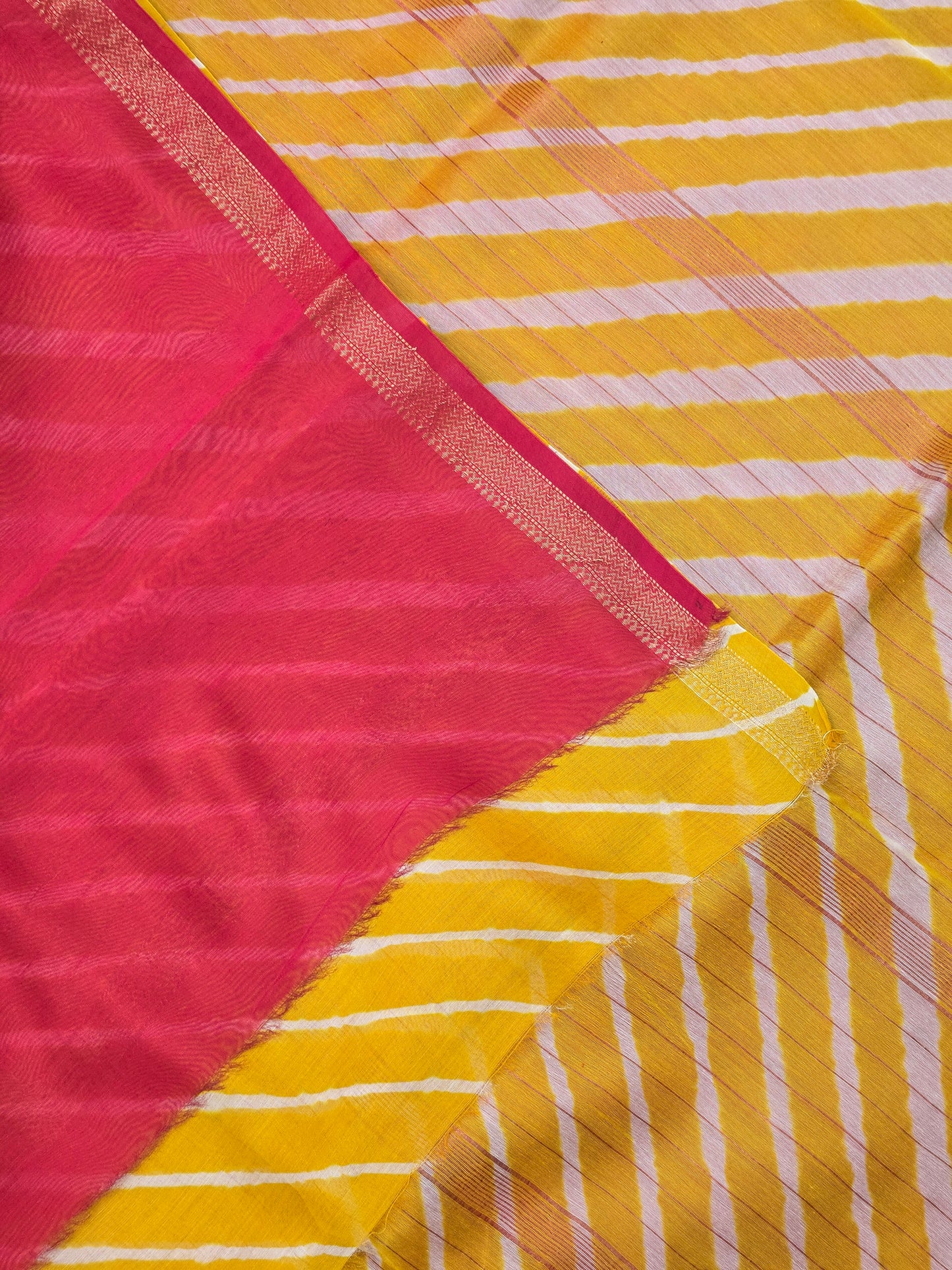 YELLOW TIE DUE LEHARIYA SILK COTTON SAREE