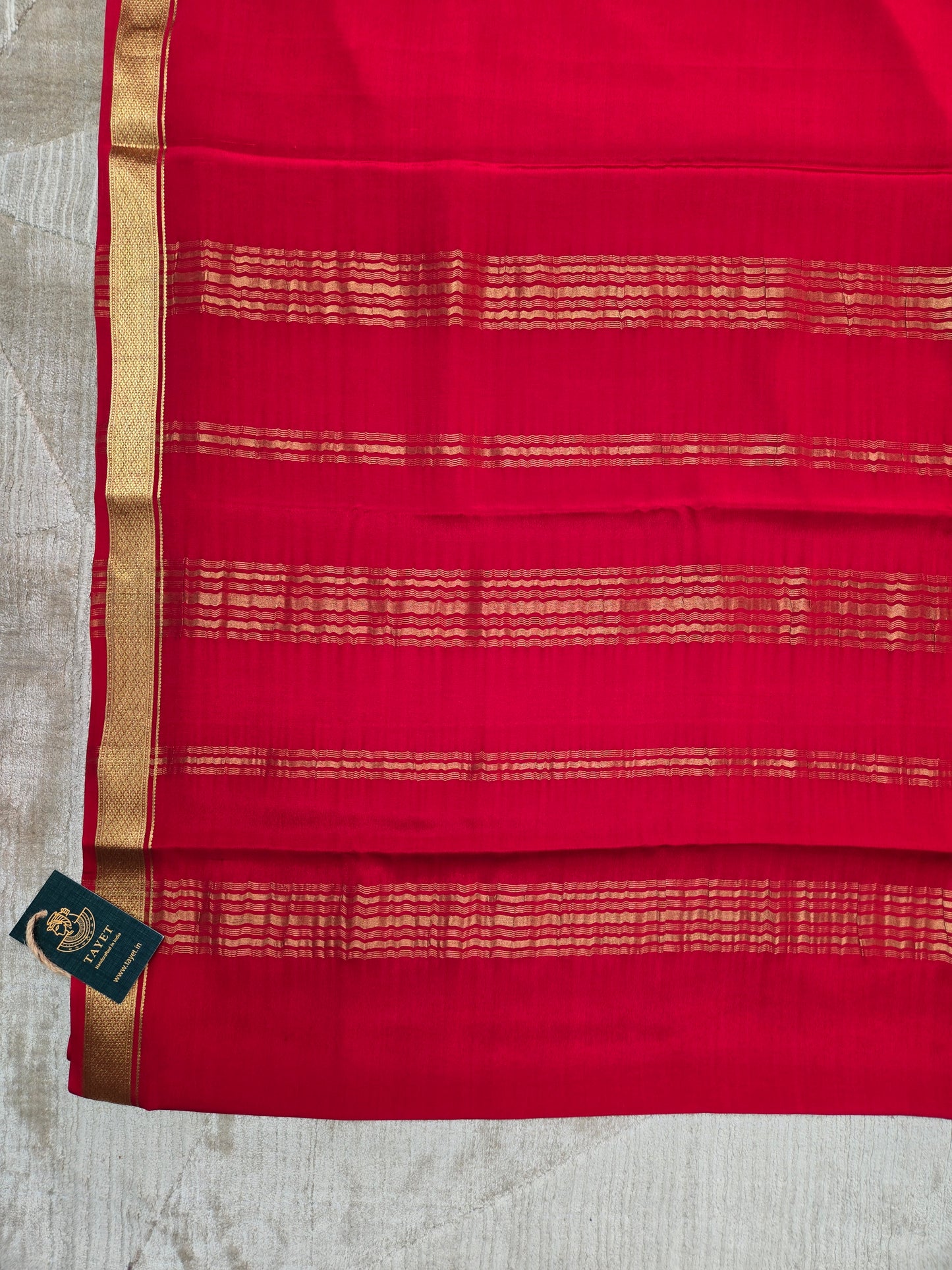 Red Mysore Crepe Silk Saree