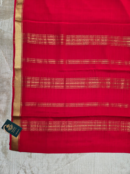 Red Mysore Crepe Silk Saree