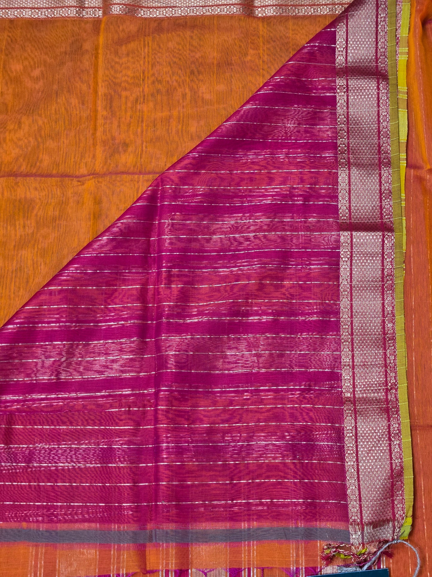 Orange Silk Cotton Maheshwari Saree