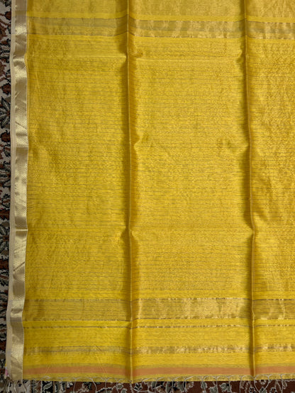 Yellow Silk Cotton Maheshwari Saree