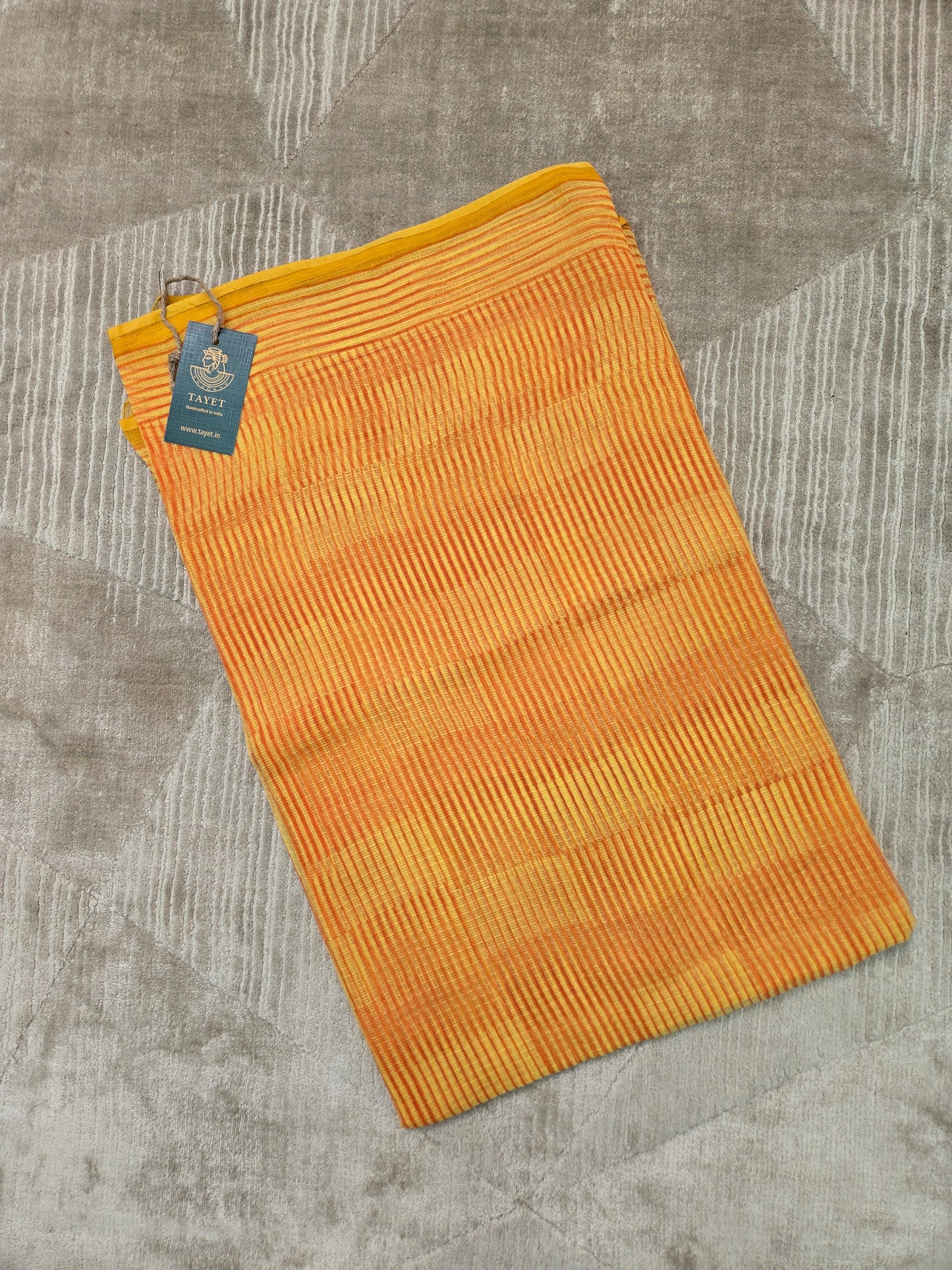 YELLOW HANDBLOCK KOTA DORIYA SAREE