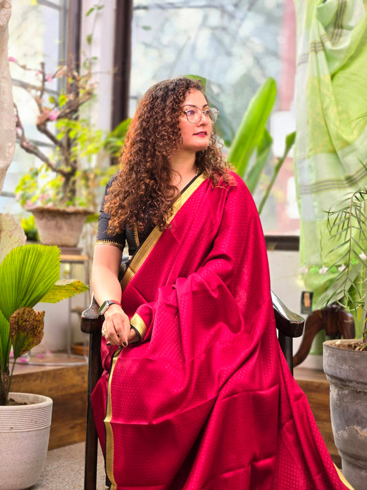 Maroon Mysore Crepe Silk Saree