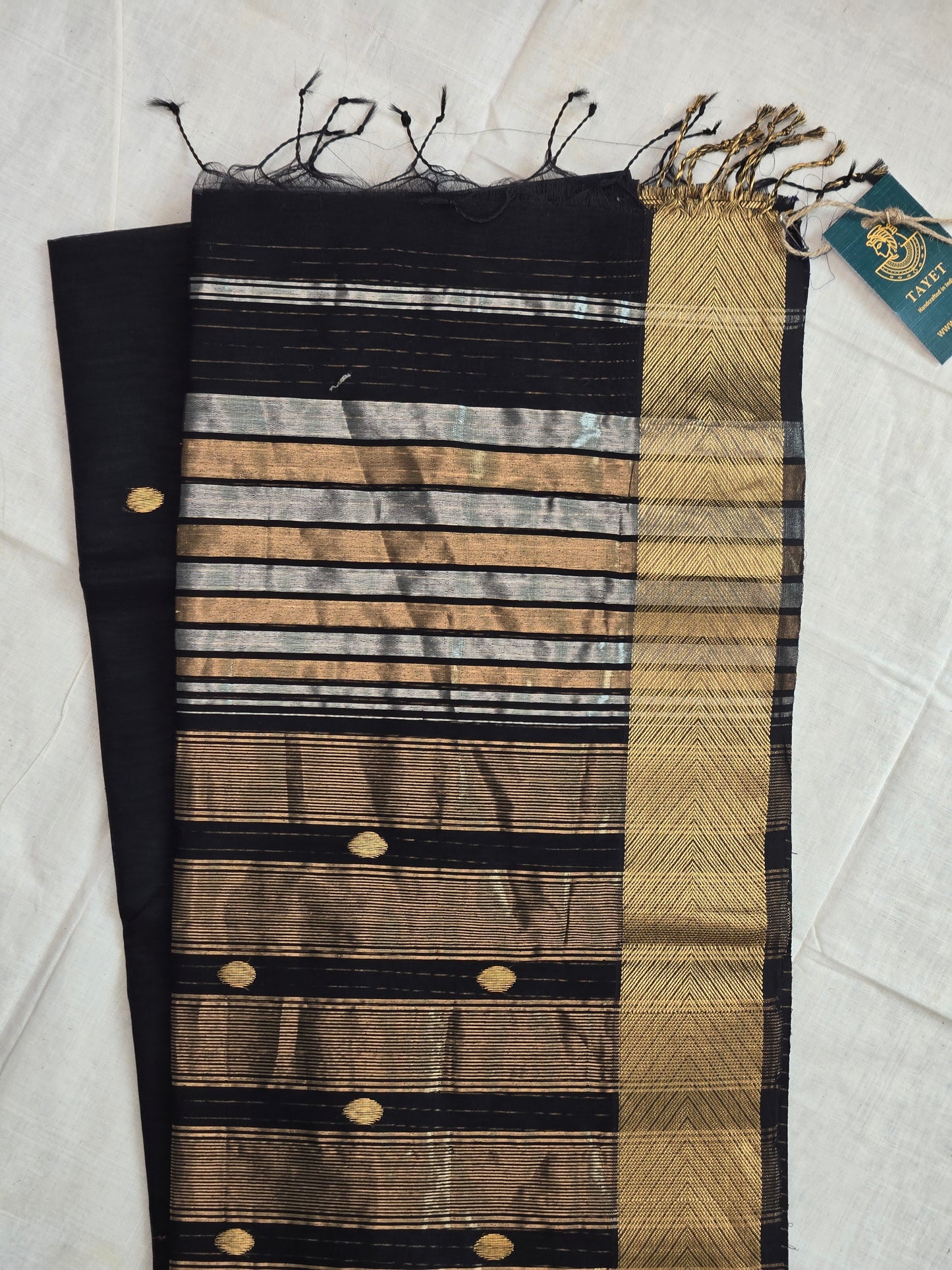 Black Maheshwari Silk Cotton Saree