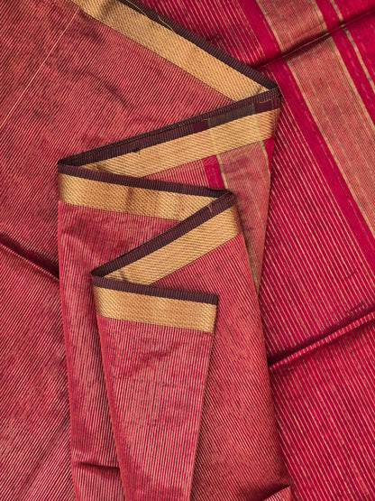 Maroon Maheshwari Silk Cotton Saree