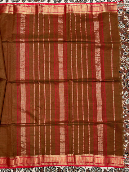 Dual Shade Silk Cotton Maheshwari Saree