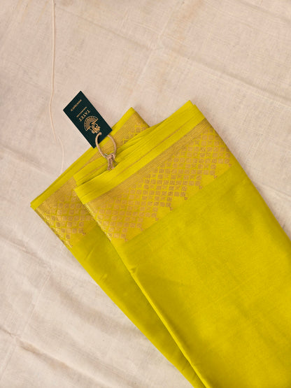 Lime Green Mysore Crepe Silk Saree