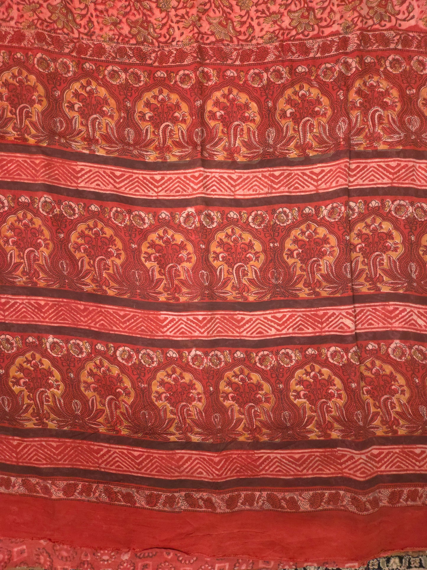 Rust Red Printed Modal Silk Saree